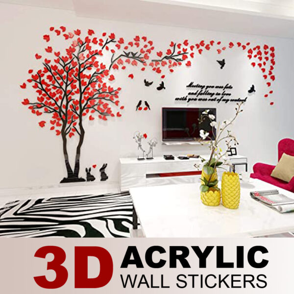 3.3 x 6.6 Feet size 3D Red Tree Wall Sticker