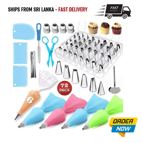 72 Pieces per Set Cake Decorating Kit Supplies Set Tools Piping Tips Pastry Icing Bags Nozzles