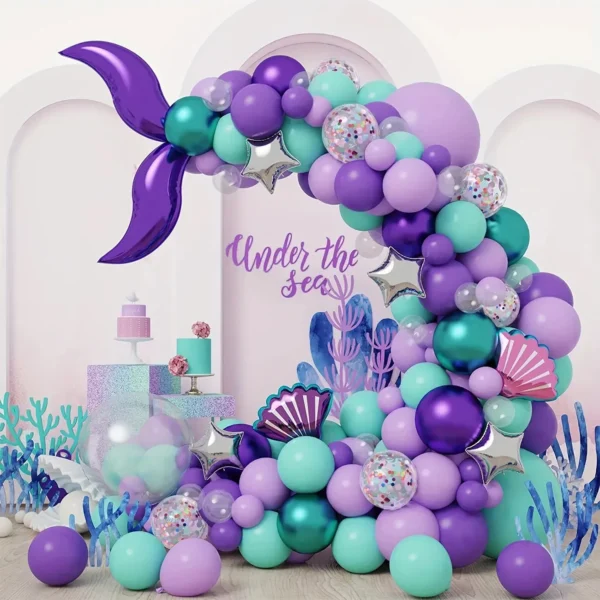 Mermaids Theme Complete Set 134 Pcs Mega Pack Balloon Arch