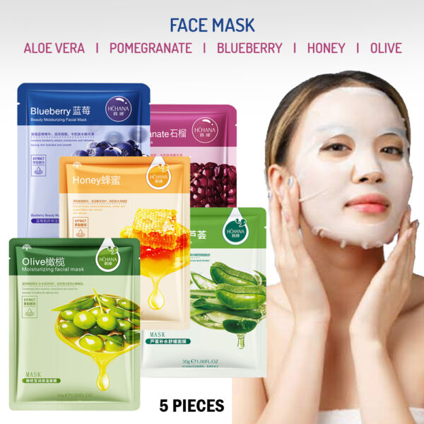 5 Pack Set Natural Essence Face Mask